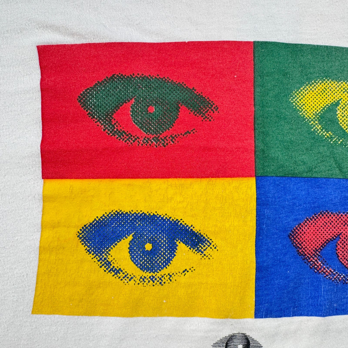 90s USA製 アートT 白 目 Tシャツ eye ask me bout my? XL シングルステッチ 2603-0263