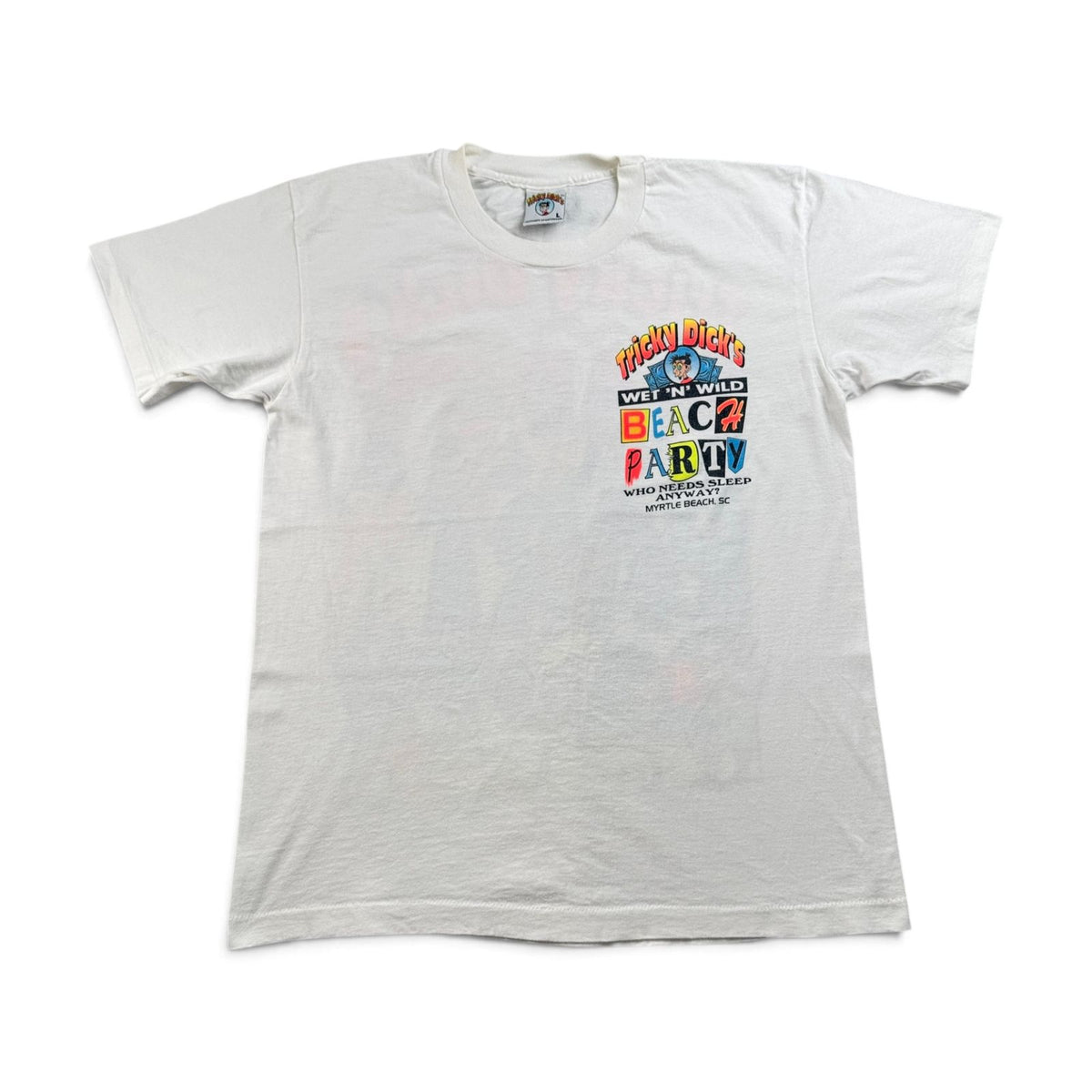 90s エロT アートT TRICKY DICK'S USA製 パーティ Tシャツ 白 L シングルステッチ 2603-0266