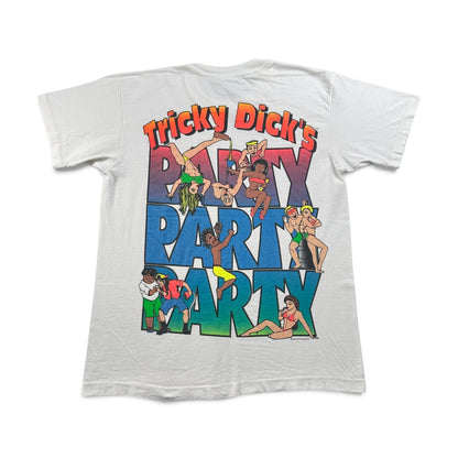 90s エロT アートT TRICKY DICK'S USA製 パーティ Tシャツ 白 L シングルステッチ 2603-0266