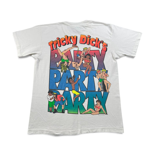 90s エロT アートT TRICKY DICK'S USA製 パーティ Tシャツ 白 L シングルステッチ 2603-0266