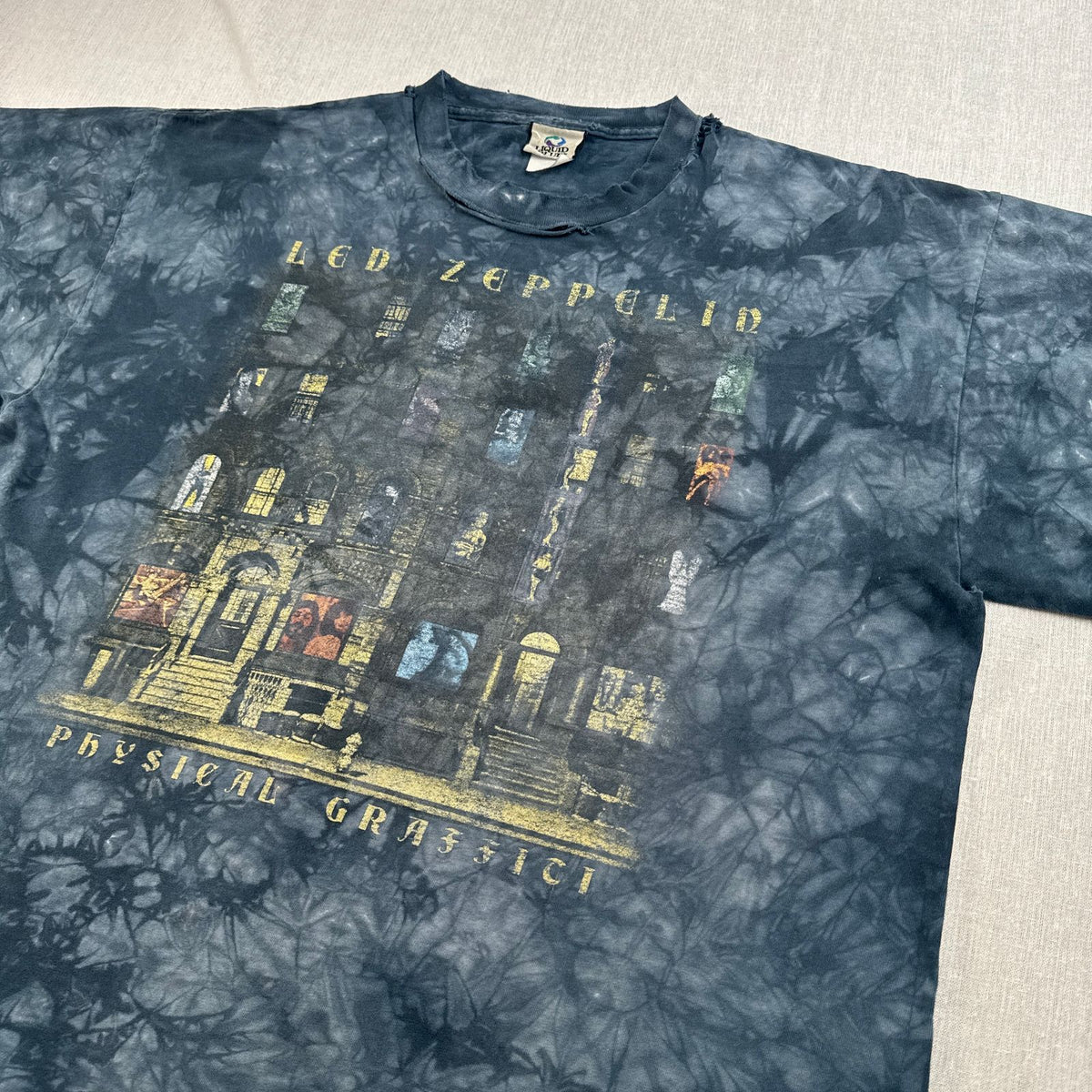 00s LED ZEPPELIN レッドツェッペリン タイダイ バンドT Tシャツ Physical Graffiti リキッドブルー グランジ 青 2603-0267