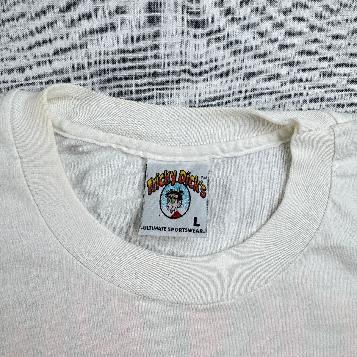 90s エロT アートT TRICKY DICK'S USA製 パーティ Tシャツ 白 L シングルステッチ 2603-0266