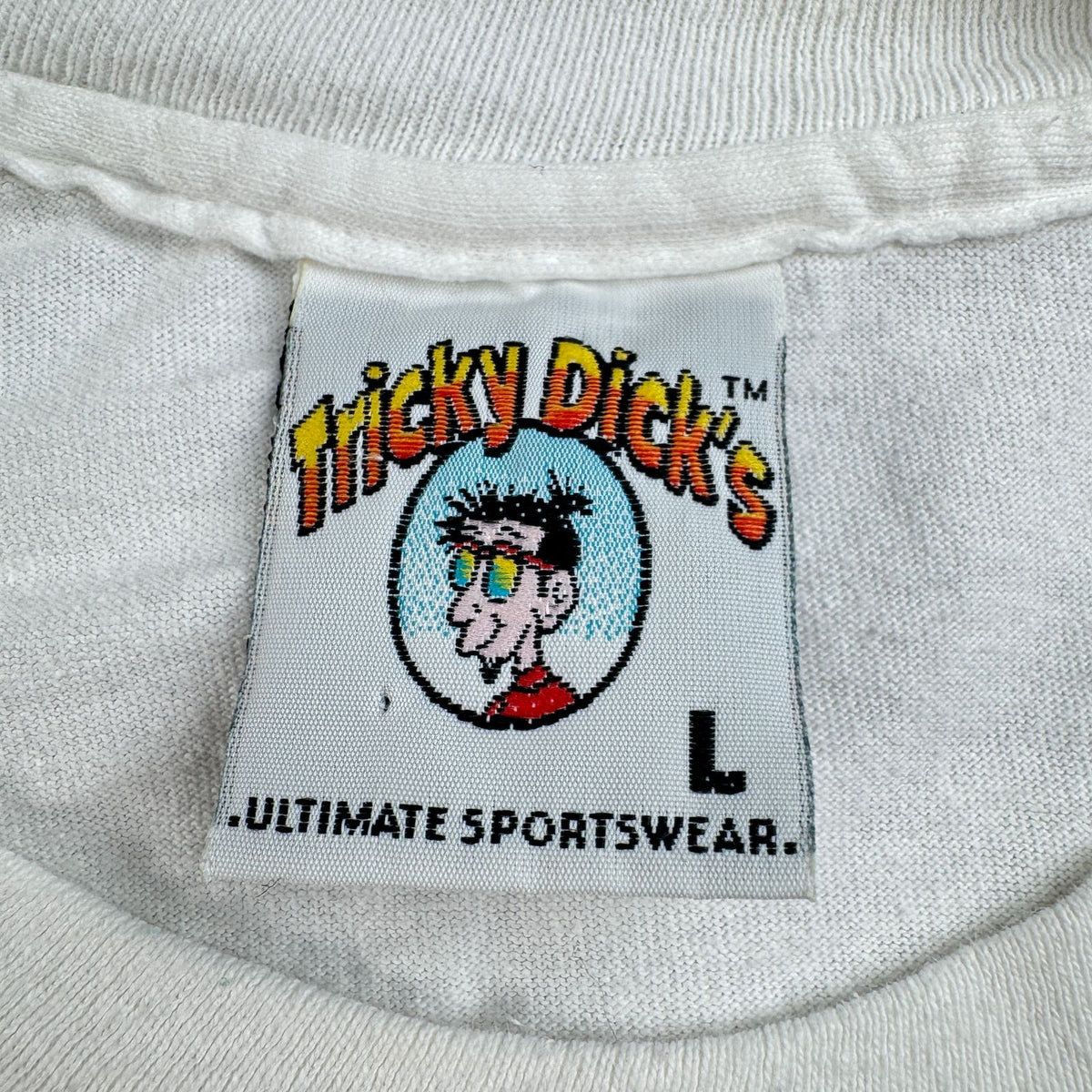 90s エロT アートT TRICKY DICK'S USA製 パーティ Tシャツ 白 L シングルステッチ 2603-0266