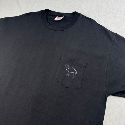 90s 00s Camel キャメル Tシャツ タバコ 企業 両面プリント ポケット hanes XL 黒 ポケT 2603-0274