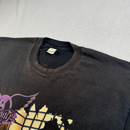 80s AEROSMITH PUMP TOUR エアロスミス AERO FORCE Tシャツ バンドT XL 黒 IRELAND アイルランド製 screen stars シングルステッチ 両面プリント 2603-0277