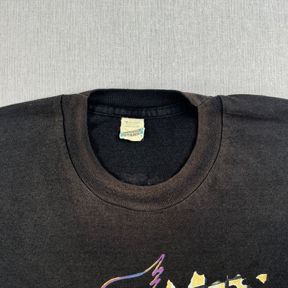 80s AEROSMITH PUMP TOUR エアロスミス AERO FORCE Tシャツ バンドT XL 黒 IRELAND アイルランド製 screen stars シングルステッチ 両面プリント 2603-0277
