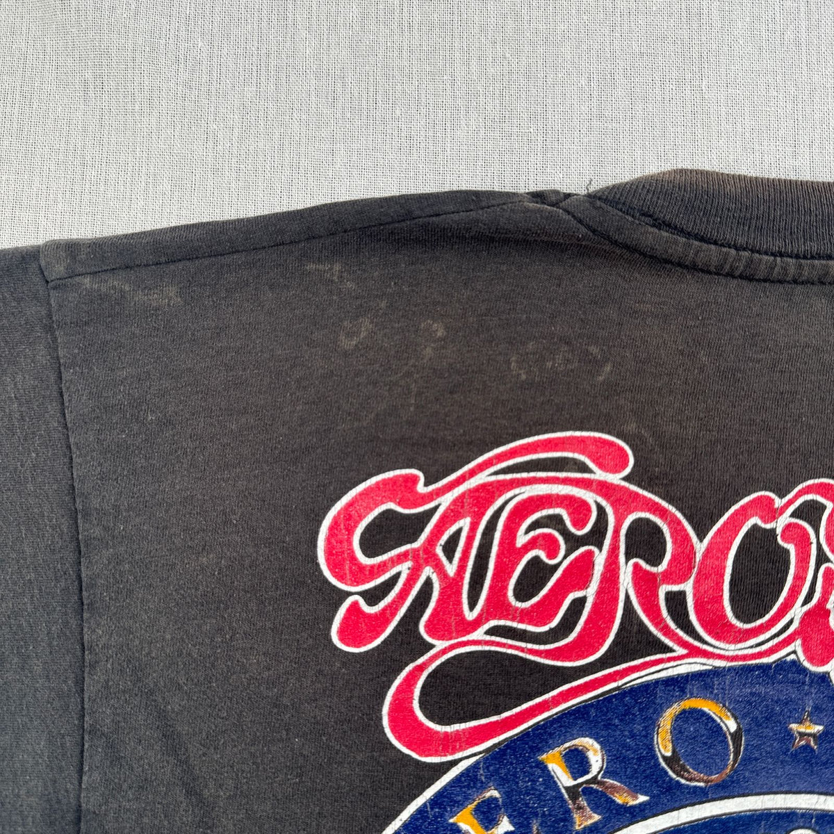 80s AEROSMITH PUMP TOUR エアロスミス AERO FORCE Tシャツ バンドT XL 黒 IRELAND アイルランド製 screen stars シングルステッチ 両面プリント 2603-0277