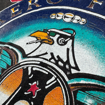 80s AEROSMITH PUMP TOUR エアロスミス AERO FORCE Tシャツ バンドT XL 黒 IRELAND アイルランド製 screen stars シングルステッチ 両面プリント 2603-0277