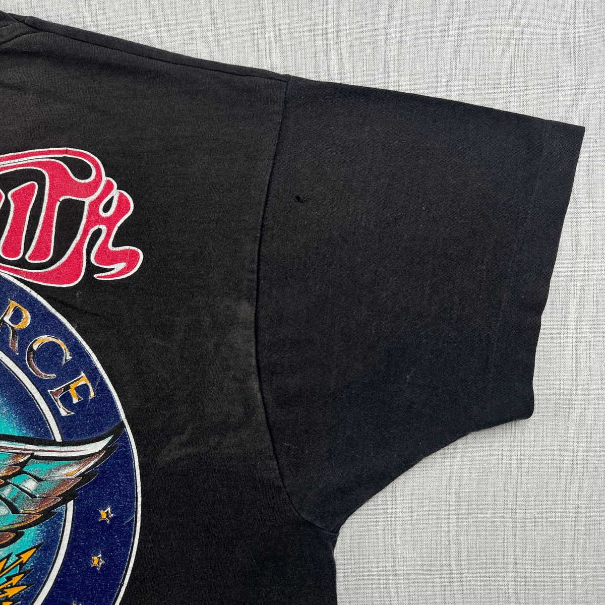80s AEROSMITH PUMP TOUR エアロスミス AERO FORCE Tシャツ バンドT XL 黒 IRELAND アイルランド製 screen stars シングルステッチ 両面プリント 2603-0277