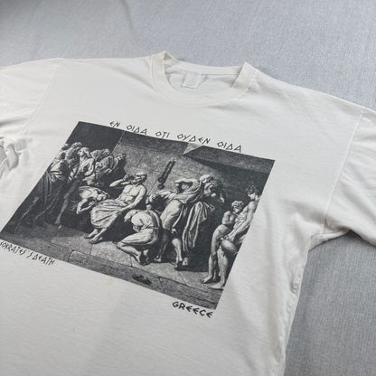 00s ソクラテスの死 アートT Tシャツ ジャック ルイス ダヴィッド ソクラテス 白 2603-0294