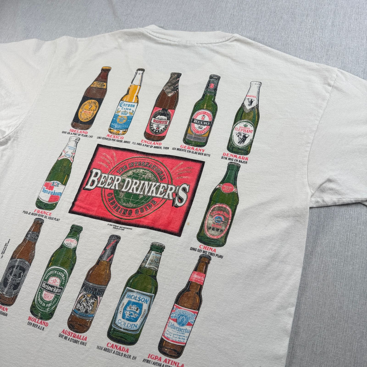 90s USA製 お酒 ビール BEER アートT Tシャツ 白 XL anvil シングルステッチ 1994 2603-0295