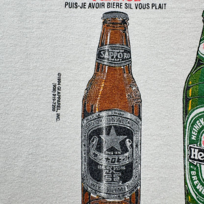 90s USA製 お酒 ビール BEER アートT Tシャツ 白 XL anvil シングルステッチ 1994 2603-0295