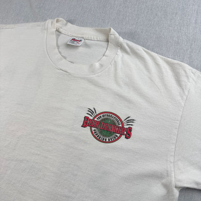 90s USA製 お酒 ビール BEER アートT Tシャツ 白 XL anvil シングルステッチ 1994 2603-0295