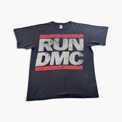 00s RUN DMC Tシャツ ロゴ バンドT 黒 anvil L フェード 2603-0307
