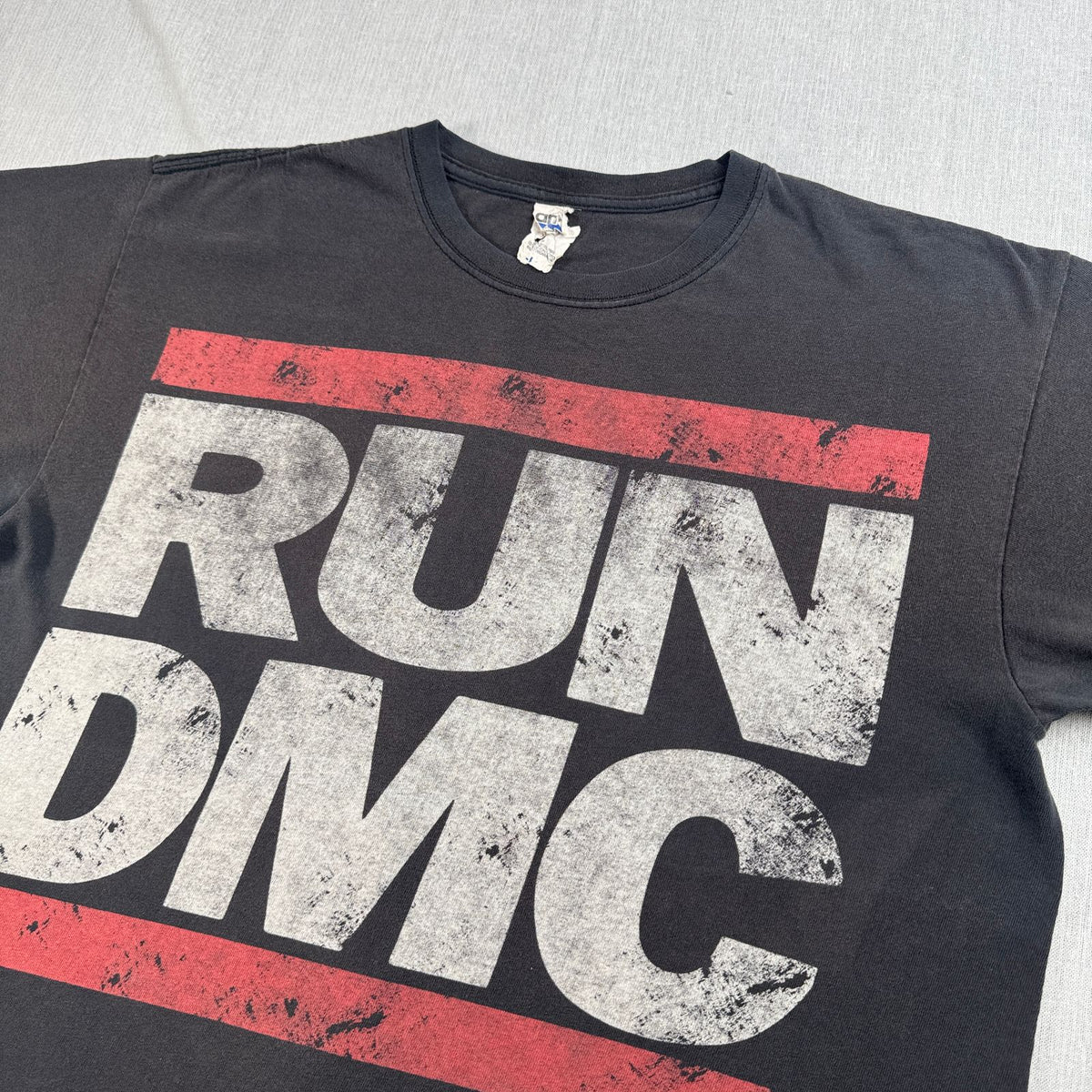 00s RUN DMC Tシャツ ロゴ バンドT 黒 anvil L フェード 2603-0307