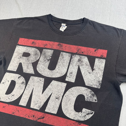 00s RUN DMC Tシャツ ロゴ バンドT 黒 anvil L フェード 2603-0307