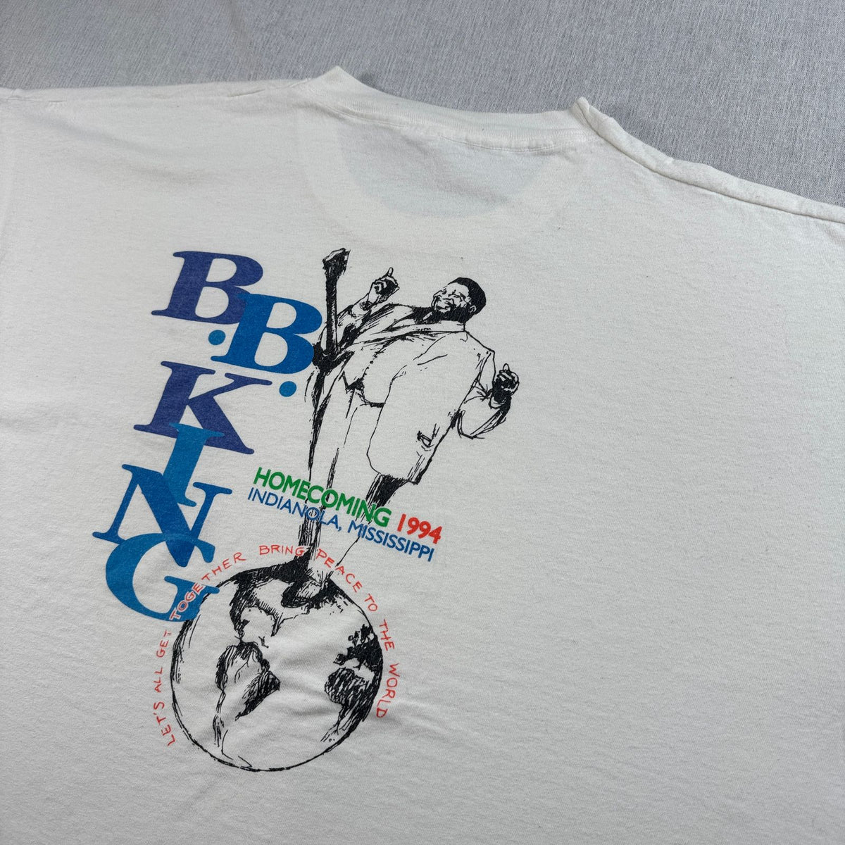 90s BBKING Tシャツ homecoming ミシシッピ ツアーT USA製 白 3XL b.b.king シングルステッチ ブルース jazz ジャズT 2603-0313