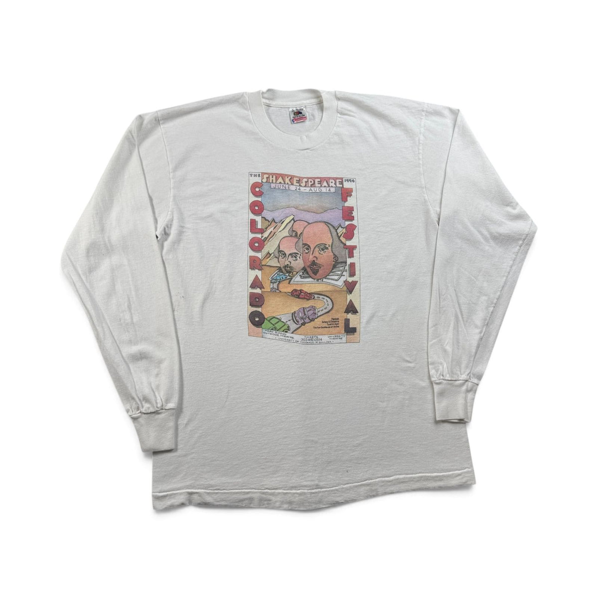 90s アートT コロラド シェイクスピア ティバル Colorado Shakespeare 長袖 ロンT Tシャツ 白 シングルステッチ 2604-0053