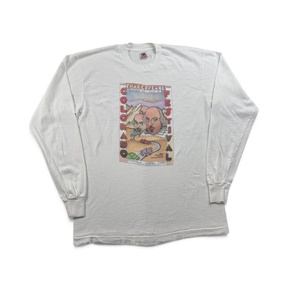 90s アートT コロラド シェイクスピア ティバル Colorado Shakespeare 長袖 ロンT Tシャツ 白 シングルステッチ 2604-0053