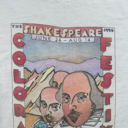 90s アートT コロラド シェイクスピア ティバル Colorado Shakespeare 長袖 ロンT Tシャツ 白 シングルステッチ 2604-0053