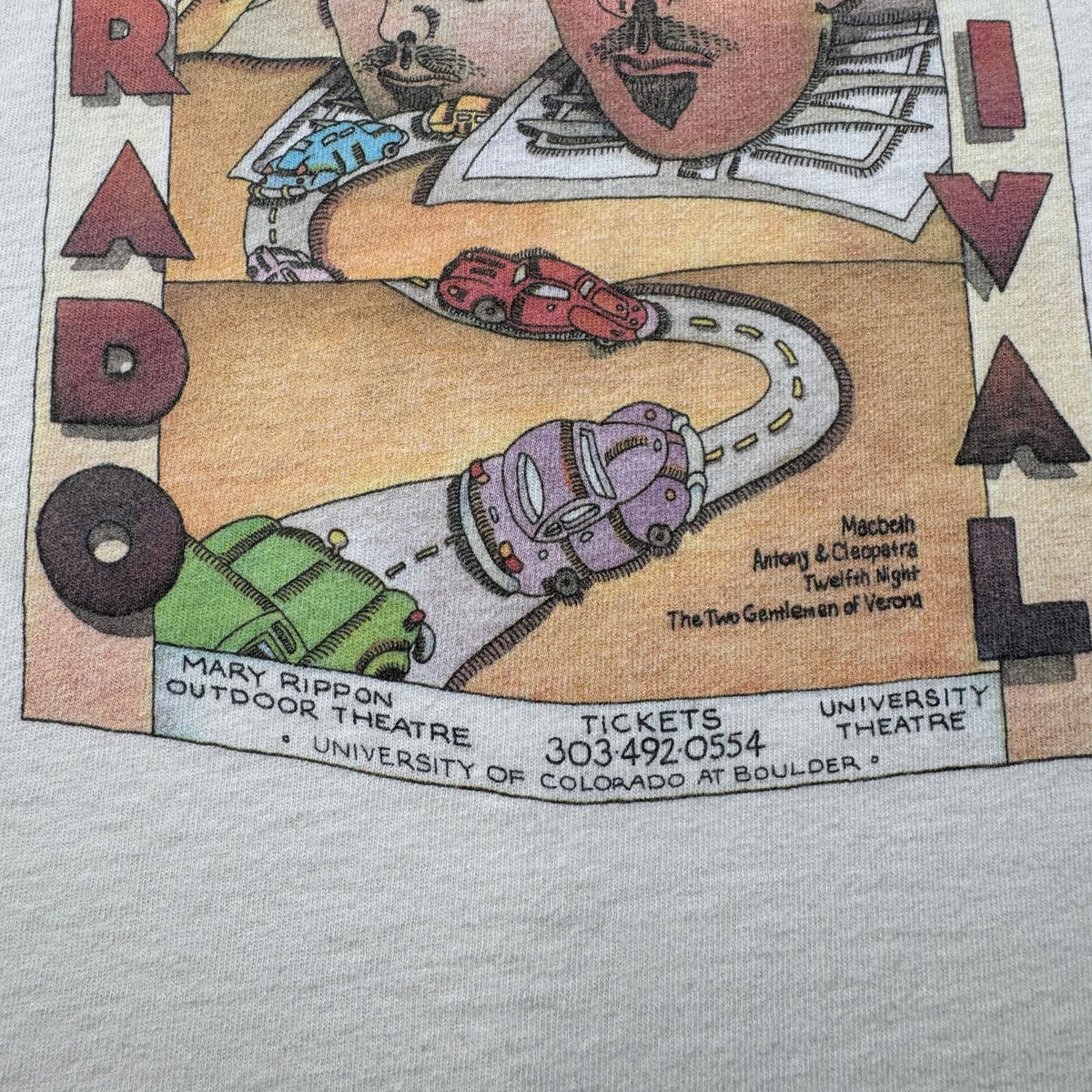 90s アートT コロラド シェイクスピア ティバル Colorado Shakespeare 長袖 ロンT Tシャツ 白 シングルステッチ 2604-0053