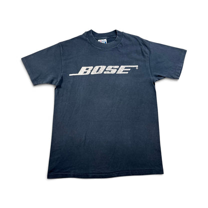 80s 90s BOSE ロゴ Tシャツ Hanes 黒 M ネイビー フェード シングルステッチ 企業T アドバタイジング 2604-0106