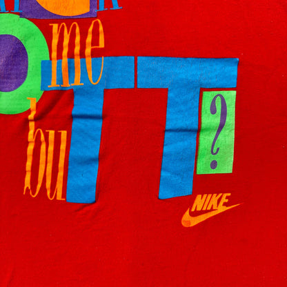 90s ナイキ NIKE Tシャツ ロゴ 赤 USA製 KICK SOME BUTT シングルステッチ 2604-0105