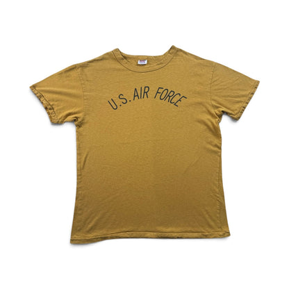 US AIR FORCE Tシャツ マスタード L シングルステッチ 染み込み 黄色 2604-0108