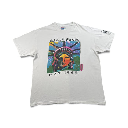 90s ピーターマックス PETER MAX BARON FUNDS NYC 1992 アートT Tシャツ 白 XL 2604-0121