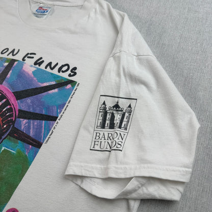 90s ピーターマックス PETER MAX BARON FUNDS NYC 1992 アートT Tシャツ 白 XL 2604-0121