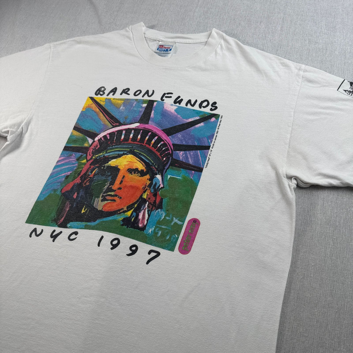90s ピーターマックス PETER MAX BARON FUNDS NYC 1992 アートT Tシャツ 白 XL 2604-0121