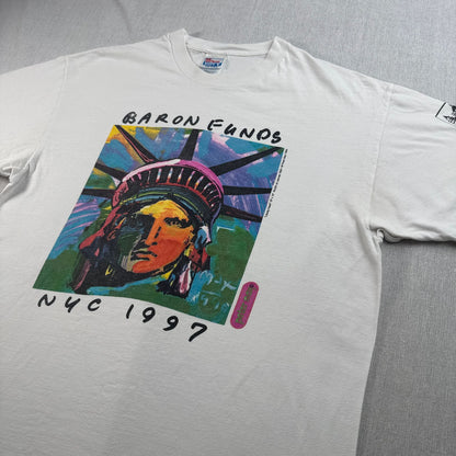 90s ピーターマックス PETER MAX BARON FUNDS NYC 1992 アートT Tシャツ 白 XL 2604-0121
