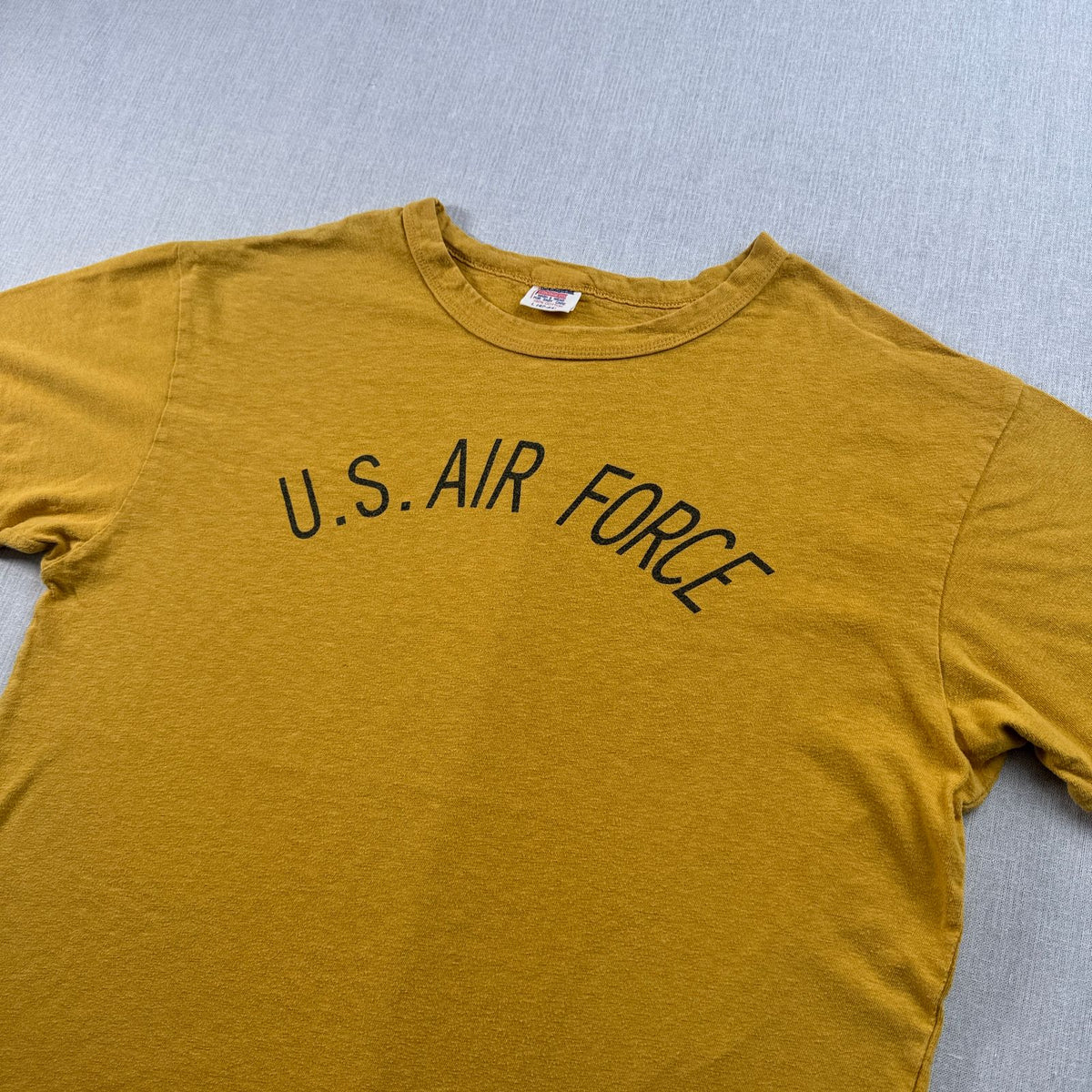 US AIR FORCE Tシャツ マスタード L シングルステッチ 染み込み 黄色 2604-0108