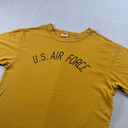 US AIR FORCE Tシャツ マスタード L シングルステッチ 染み込み 黄色 2604-0108