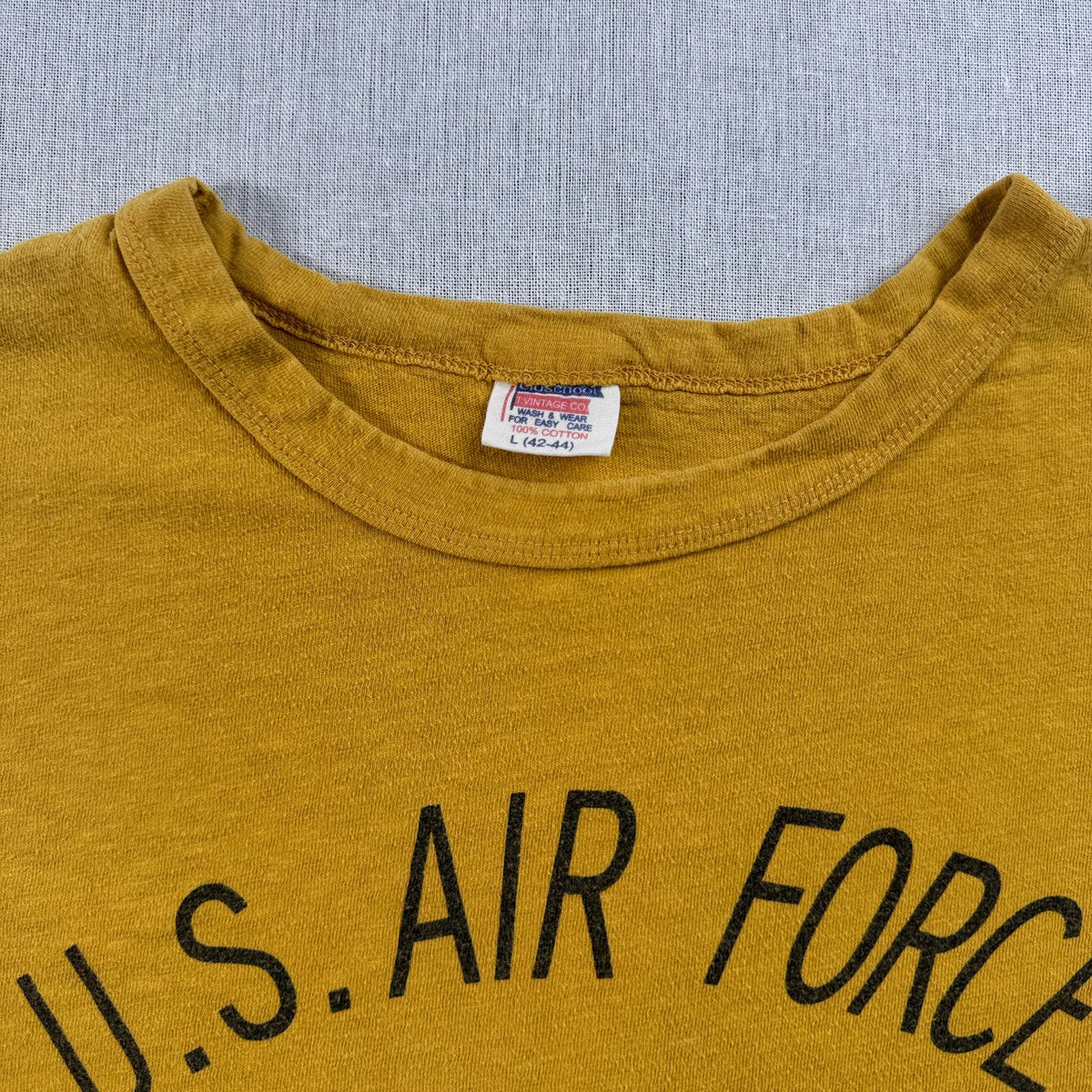 US AIR FORCE Tシャツ マスタード L シングルステッチ 染み込み 黄色 2604-0108