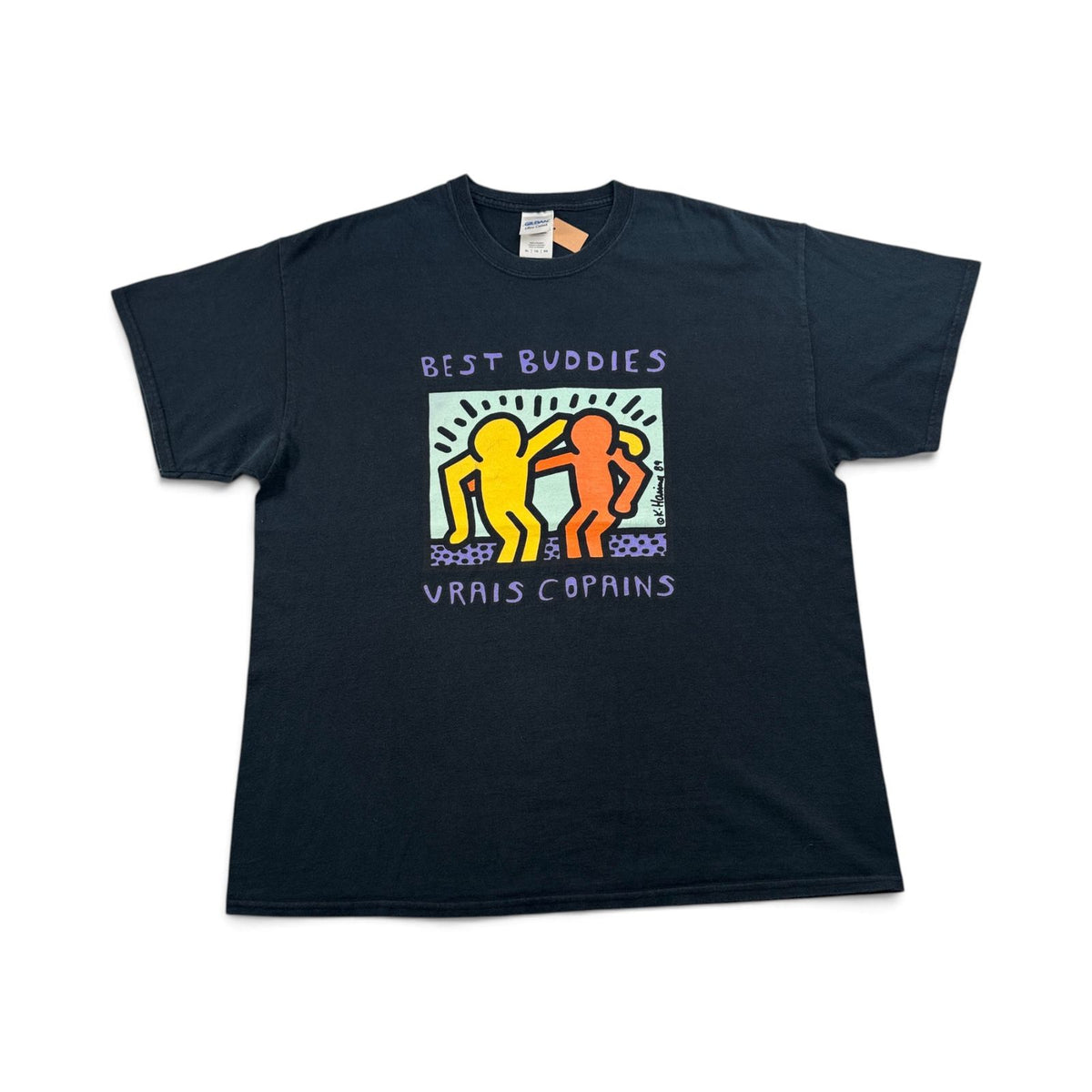 00s キースヘリング Keith Haring BEST BUDDIES アートT Tシャツ 黒 XL 2604-0123