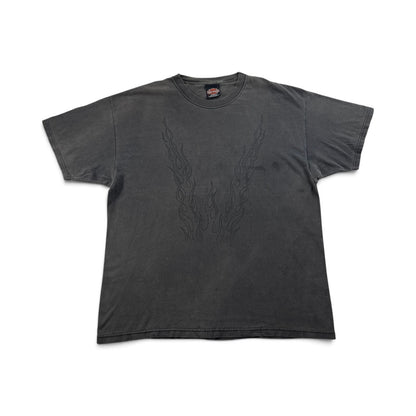 00s ハーレーダビッドソン Harley Davidson グレー USA製 Tシャツ Vフレ アラビア文字 XL 2001 hanes 2604-0124