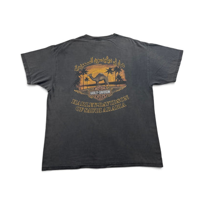 00s ハーレーダビッドソン Harley Davidson グレー USA製 Tシャツ Vフレ アラビア文字 XL 2001 hanes 2604-0124