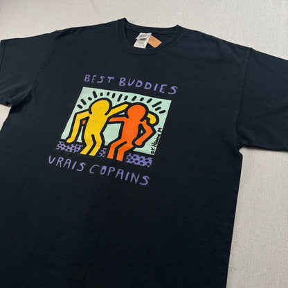 00s キースヘリング Keith Haring BEST BUDDIES アートT Tシャツ 黒 XL 2604-0123