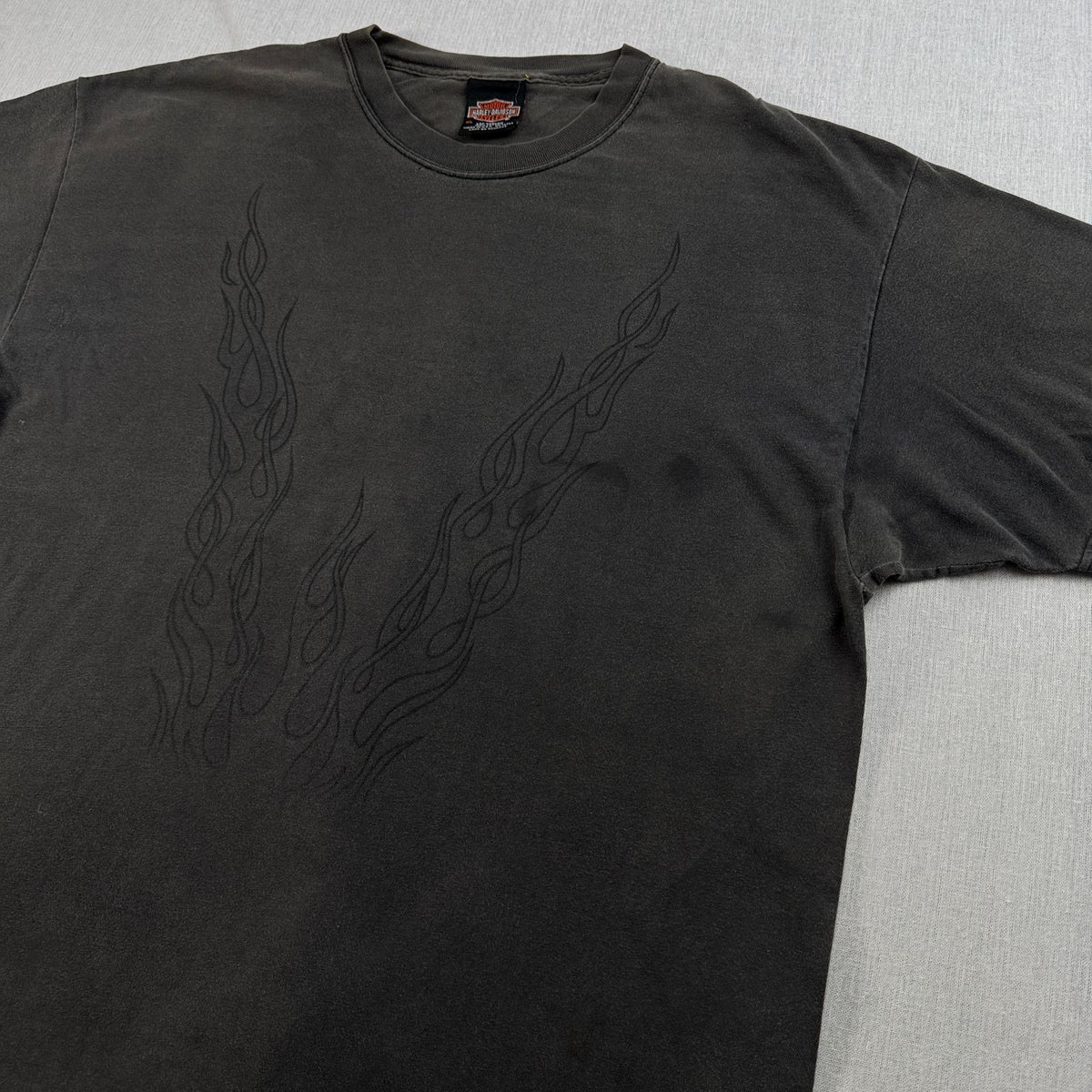 00s ハーレーダビッドソン Harley Davidson グレー USA製 Tシャツ Vフレ アラビア文字 XL 2001 hanes 2604-0124