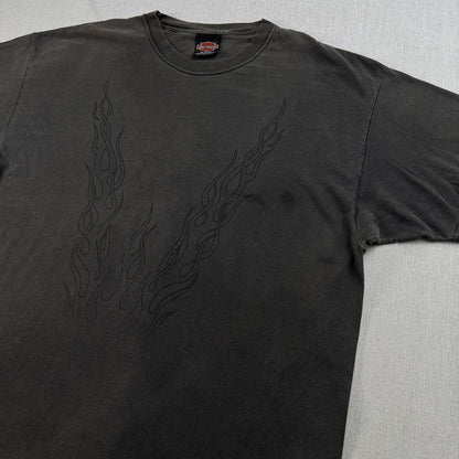 00s ハーレーダビッドソン Harley Davidson グレー USA製 Tシャツ Vフレ アラビア文字 XL 2001 hanes 2604-0124
