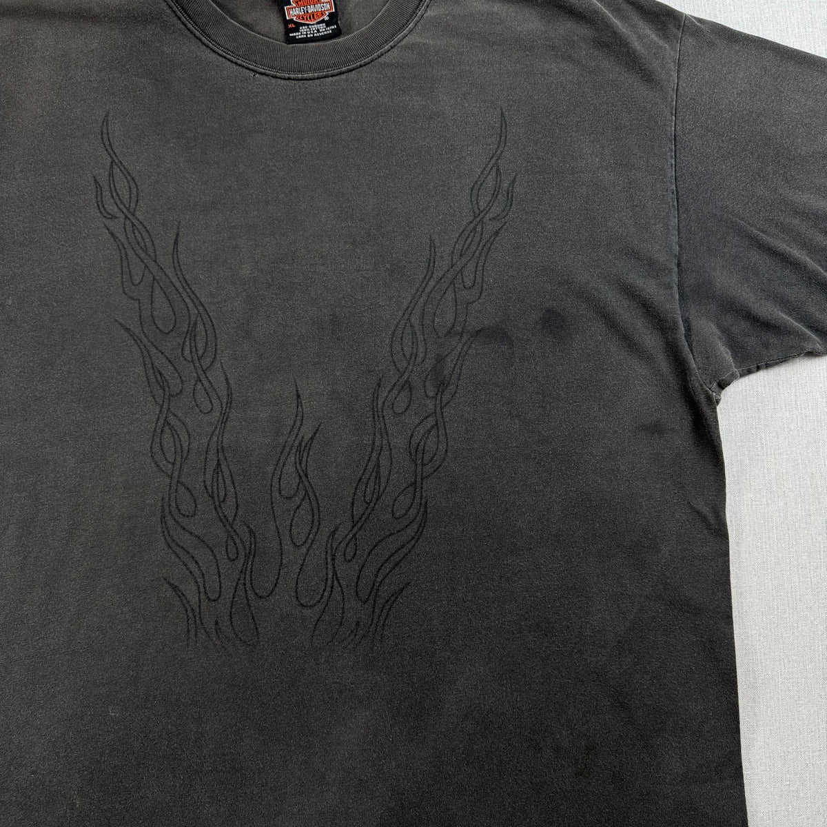 00s ハーレーダビッドソン Harley Davidson グレー USA製 Tシャツ Vフレ アラビア文字 XL 2001 hanes 2604-0124