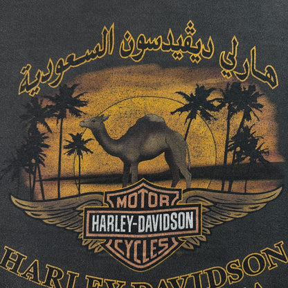 00s ハーレーダビッドソン Harley Davidson グレー USA製 Tシャツ Vフレ アラビア文字 XL 2001 hanes 2604-0124