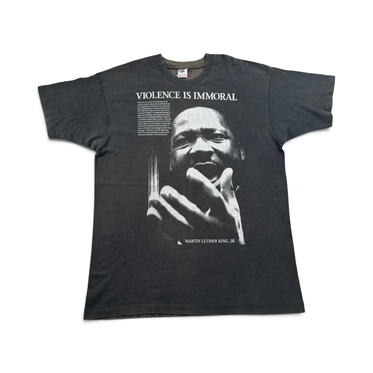 90s キング牧師 偉人 Tシャツ USA製 黒 Martin Martin Luther King フェード フルーツオブザルーム シングルステッチ XL 2604-0125
