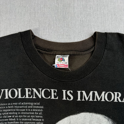 90s キング牧師 偉人 Tシャツ USA製 黒 Martin Martin Luther King フェード フルーツオブザルーム シングルステッチ XL 2604-0125