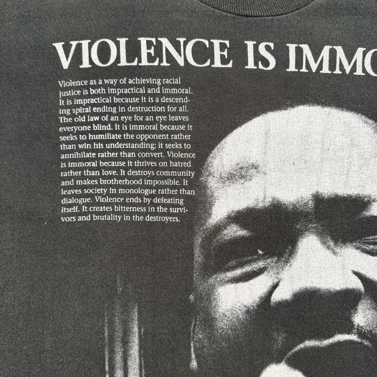 90s キング牧師 偉人 Tシャツ USA製 黒 Martin Martin Luther King フェード フルーツオブザルーム シングルステッチ XL 2604-0125