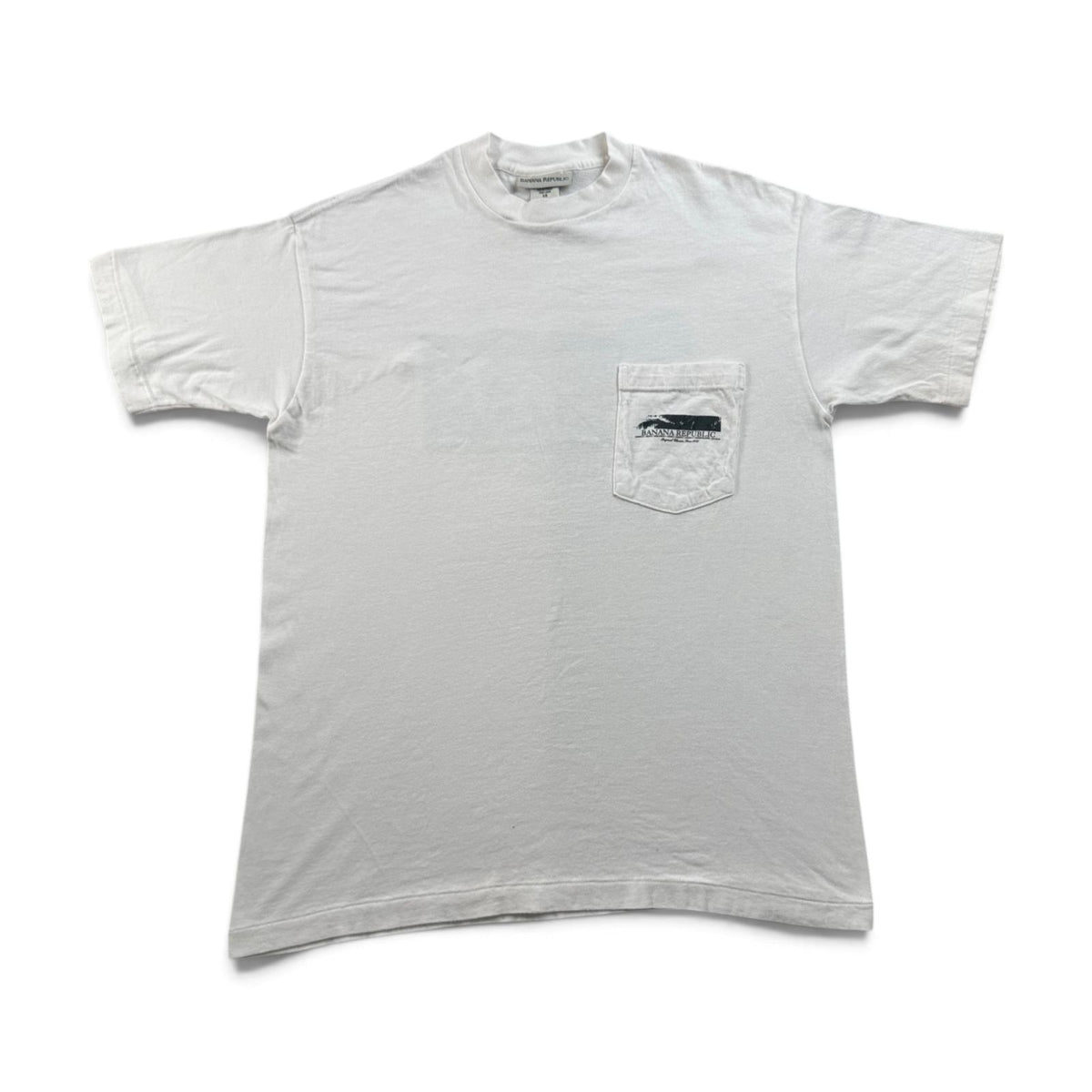 90s バナナリパブリック USA製 Tシャツ アートT ビーチ XS ポケT 胸ポケット 白 2604-0172