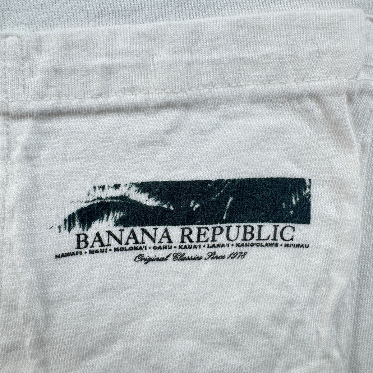90s バナナリパブリック USA製 Tシャツ アートT ビーチ XS ポケT 胸ポケット 白 2604-0172