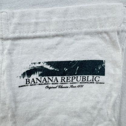 90s バナナリパブリック USA製 Tシャツ アートT ビーチ XS ポケT 胸ポケット 白 2604-0172