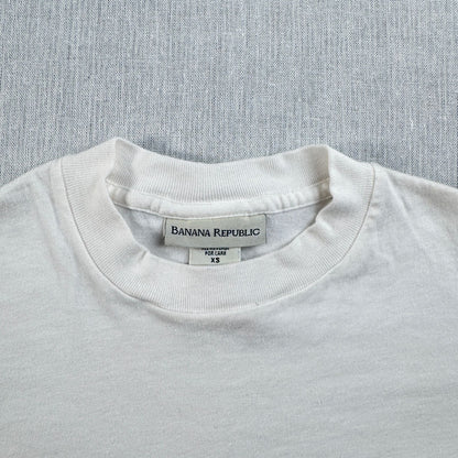 90s バナナリパブリック USA製 Tシャツ アートT ビーチ XS ポケT 胸ポケット 白 2604-0172